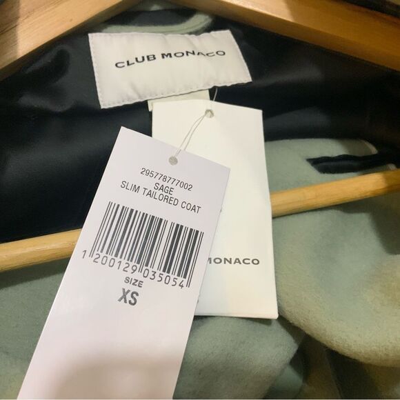 Club Monaco Slim Tailored Coat in Sage, Size XS NEW w/Tag $479 - Picture 5 of 7